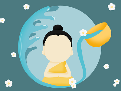 Buddhism blue buddha buddhism cartoon comfatable design designer fine flat flower free graphic graphic design illustration illustrator illustrator design monk vector water