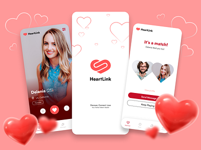 HeartLink - Dating App branding design ui ux