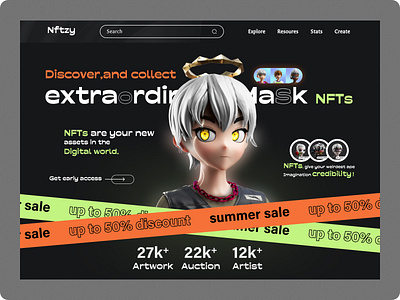 NFT Marketplace Website bitcoin blockchain crypto design digital art esports futuristic gaming platform landing page nft 3d nft marketplace nft music nft web nftui product ui web design website