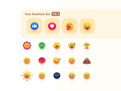 Cute emoticon set V2.1 by orika cute emoji emoji emoticon icon uiux web