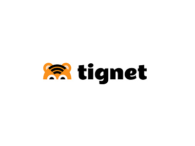 Tignet bold branding geometric internet logo logodesign modern negative space tiger wifi