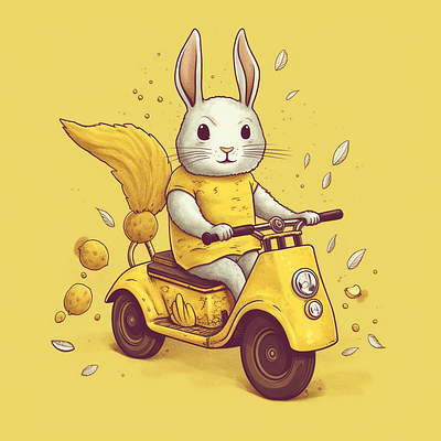 Bunny rides a banana bike animal brand branding company design elegant illustration logo ui vector