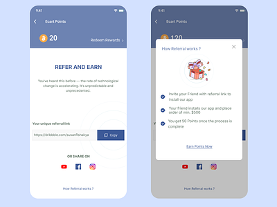 Ecommerce APP: Refer and Earn Page Design app design earn ecommerce figma refer refer earn ui