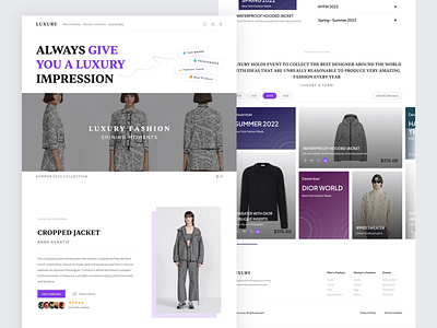 Luxury - Fashion Landing Page Animation animation branding clean design ecommerce fashion graphic design landing page minimalist motion graphics prototype ui ux web design website