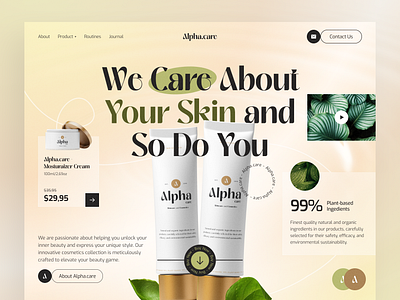 Alpha.care - Skincare Beauty Website beauty care clean cosmetic design header hero home landing landing page makeup skin skincare ui web web design website