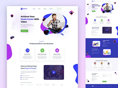 Video Marketing Landing Page agency agency video page landing landing page design product design ui ui design ux vide marketing page video agency video marketing video marketing site website design