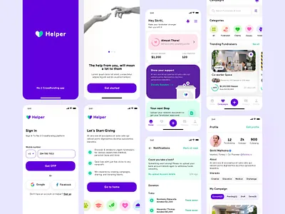 Crowdfunding App-Helper app design charity crowdfunding design donating donation funding help helper helping hand logo mobile ui platform ui uidesign userexperiencedesign userinterface uxui