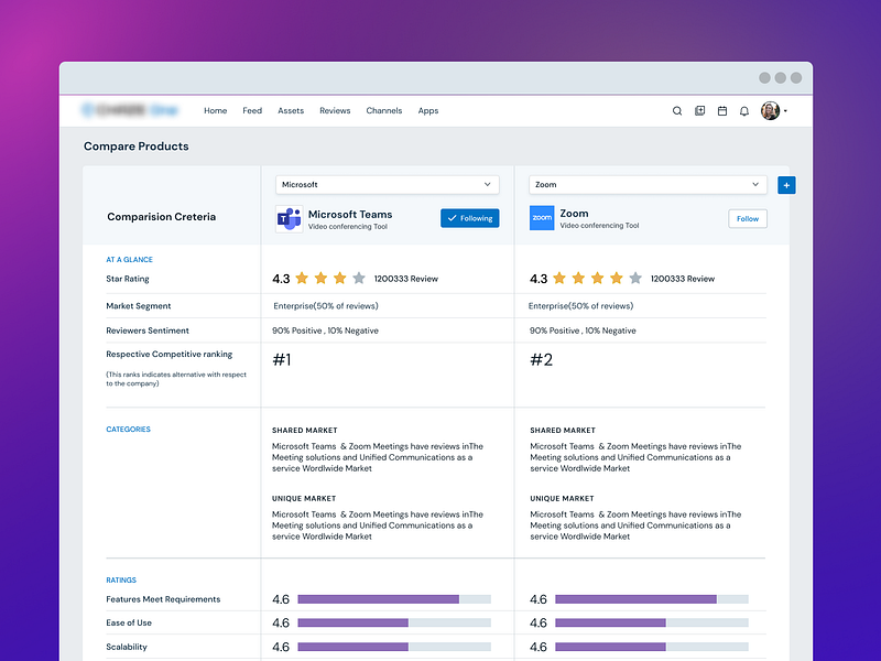 Product Comparison Screen ui