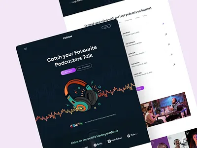 Podium - A website for Podcast audio hosting interview landing page podcast podcasting recording streaming ui ui design uiux web design website