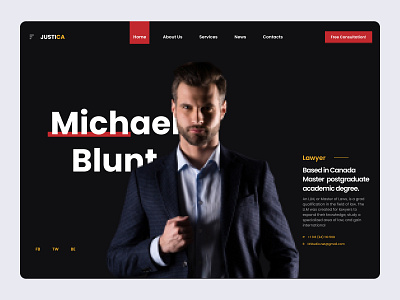 Justica | Law, Lawyer and Attorney black creative dark hero ix studio ixstudio landing law laywer man minimal solicitor website design