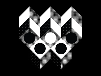 OK_36DAYS_10_W 36daysoftype benday boxes circles design dots double v geometric letter w logo minimal monogram vasarely victor vasarely w