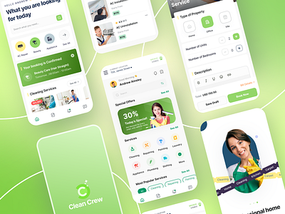 Clean Crew || Cleaning Service Provider android app app design business cleaning ios mobile mobile app mobile design service provider trend trendy design ui uiux ux