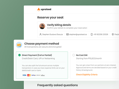 Payment Screen billing checkout edtech payment payment details payment flow payment interface payment method payment ui reserve secure payment user experience