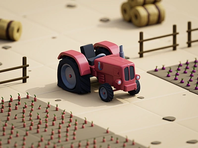 Red Tractor 3D 3d animation art blender carrots cartoon design farm illustration modeling render tractor truck vehicle