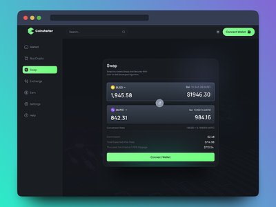 Crypto Exchange - Swap Page best crypto dashboard blockchain coinshelter crypto crypto dashboard crypto exchange crypto exchange dashboard crypto swap dashboard design designer exchange metaverse swap swap dashboard swap ui ui ux web ui web3 website design