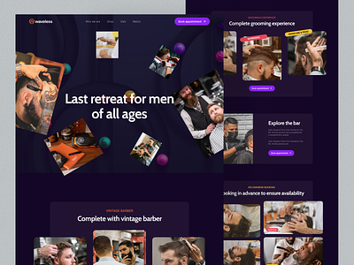 Barbershop Landing Page barber barbershop clean color design grooming hair hair cut hair salon hair style haircut hairdresser interface landing page massage salon saloon spa ui website