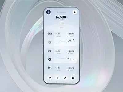 Cirus foundation iOS app blue 3d animation app blue cirus clean finance fintech fundation gradient intro ios motion simple splash toolbar ui ux wallet white