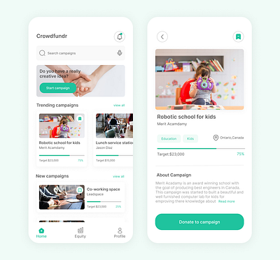 Crowdfunding campaign|Daily ui challenge#32 app design daily ui daily ui challenge design ui ui design
