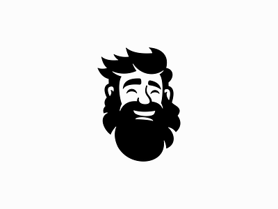 Happy Bearded Man Logo barber beard branding cartoon character design emblem face happy icon identity illustration logo man mark mascot people smile symbol vector