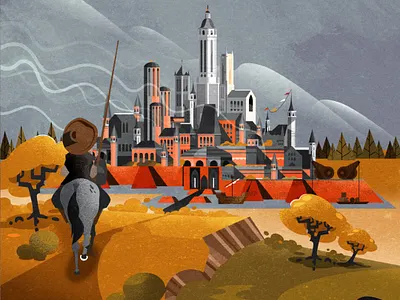 Rolling into the city city design fantasy illustration illustrator medieval minimalist texture vector