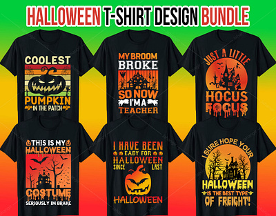 Halloween T-Shirt Design Bundle branding bundle design graphic design halloween illustration logo svg tshirt tshirtdesign typography ui ux vector