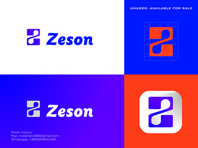 Letter Z for Zeson Logo Concept 3d a b c d e f g h i j k l m n o p branding design graphic design icon illustration logo logo design mark modern logo typographic logo vector