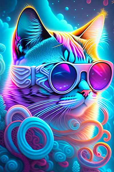Feline Dive colorful illustration sunglasses