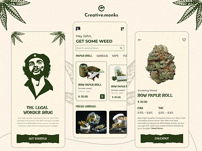Cannabis E-Commerce Store App Mobile Concept 3d animation branding design graphic design illustration logo motion graphics typography ui ux vector website