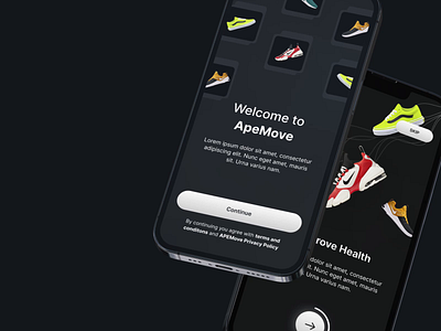 ApeMove - Redesign Case study blockchain crypto dark theme design fitness game gaming graphic design nfts play redesign sneakers ui uiux ux