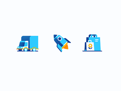delivery types | lenta | icons cartoony figma flat icon illustration lorry package rocket truck ui