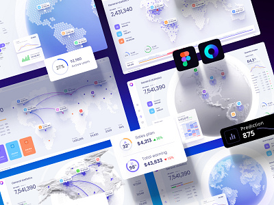 Visualization of data on the planet for global data 3d ai animation chart concept dashboard dataviz design desktop develop future infographic planet presentation saas service statistic tech template ui