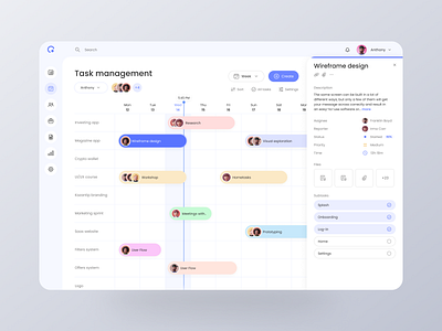 Task Management Dashboard for Teams agile app calendar dashboard design desktop interface kanban management product productivity project saas tasks time to do trello ui ux web
