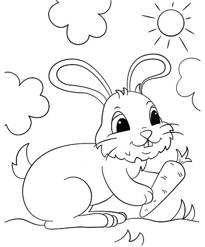 black and white rabbit animation design illustration