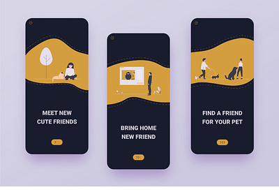 Pet Application - Onboarding cat dog illustration minimal ui minimal web design onboarding pet ui ui design ux ux design