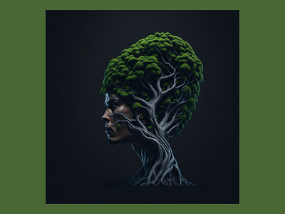 A tree growing out of a person's head art branding design dribbble illustration tree vector
