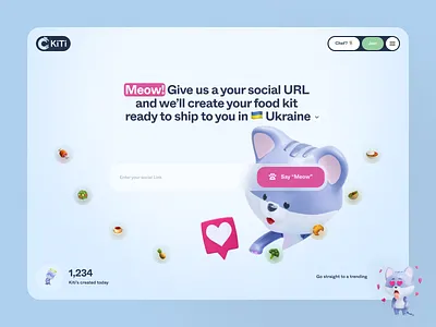 Landing page for AI service 3d ai ai design ai service cat style chatgpt clean design food food service header home ui homepage interface landing landing page site ui ux website