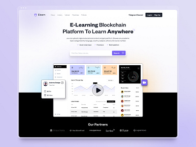 Hero Section - E-Learning 2d blockchain brutalism crypto dashboard e learning education gradient learning retro search teach teacher