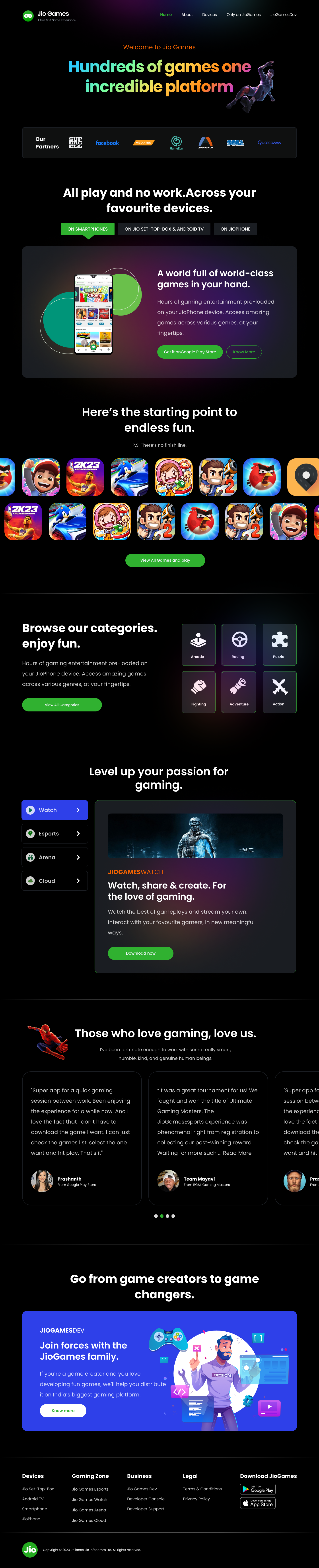 Jio Games Home Page animation branding design graphic design illustration typography ui ux vector