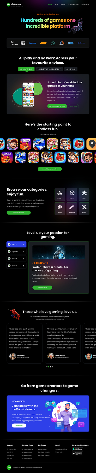 Jio Games Home Page animation branding design graphic design illustration typography ui ux vector