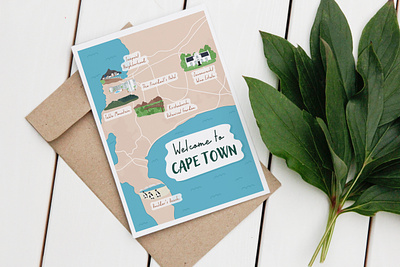 Wedding card for guests cape town design graphic design icon illustrated map illustration invitation landmark map map illustration vector wedding wedding card wedding design