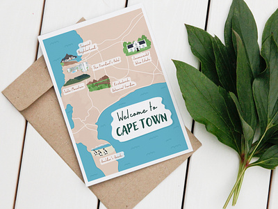 Wedding card for guests cape town design graphic design icon illustrated map illustration invitation landmark map map illustration vector wedding wedding card wedding design