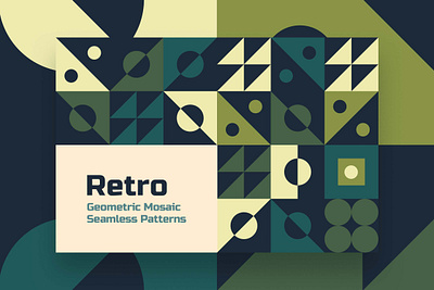 Retro Geometric Seamless Patterns abstract background decorative design geometric illustration landing mosaic ornament poster retro texture tracery wallpaper website