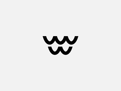 Water / Wave bold branding crown geometric icon letter logo minimal sea symbol thick w water wave waves