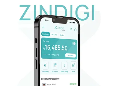 JS ZINDIGI - WALLET APP bank banking card digital bank finance fintech money trasnfer wallet