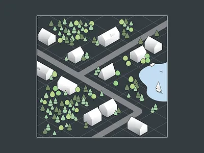 isometric map | brochure cover illustration adobe illustrator cover flat graphic design house icon illustration print tree