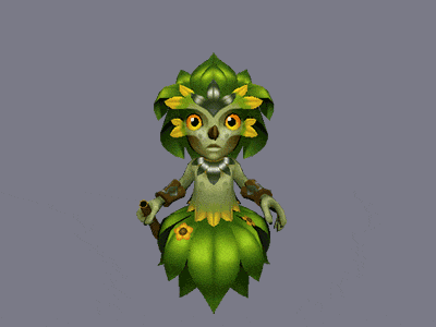 Leafy 3d animation character concept cute flute game graphic design inspiration legend low maya mobile monster poly polygon solgard