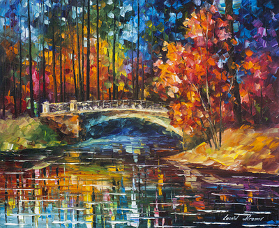 FLOWING UNDER THE BRIDGE — oil painting on canvas leonidafremov