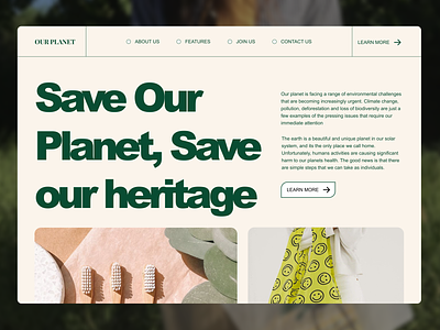 An eco-friendly landing page design eco friendly green landing page ui