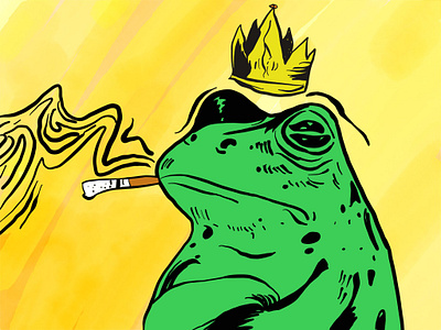 King Frog animal drawig frog illustration king