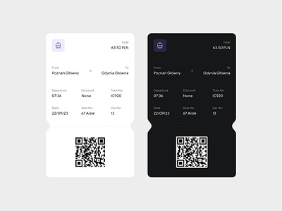 Product Design: Ticket Component bus button buy ticket commuter commuting daily ui dark design icon list navy blue pastels public transport qr code ticket train tram transport user interface yellow